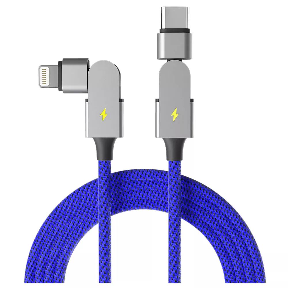 Rotatable Braided Charging Cord, USB-C to Lightning Connector